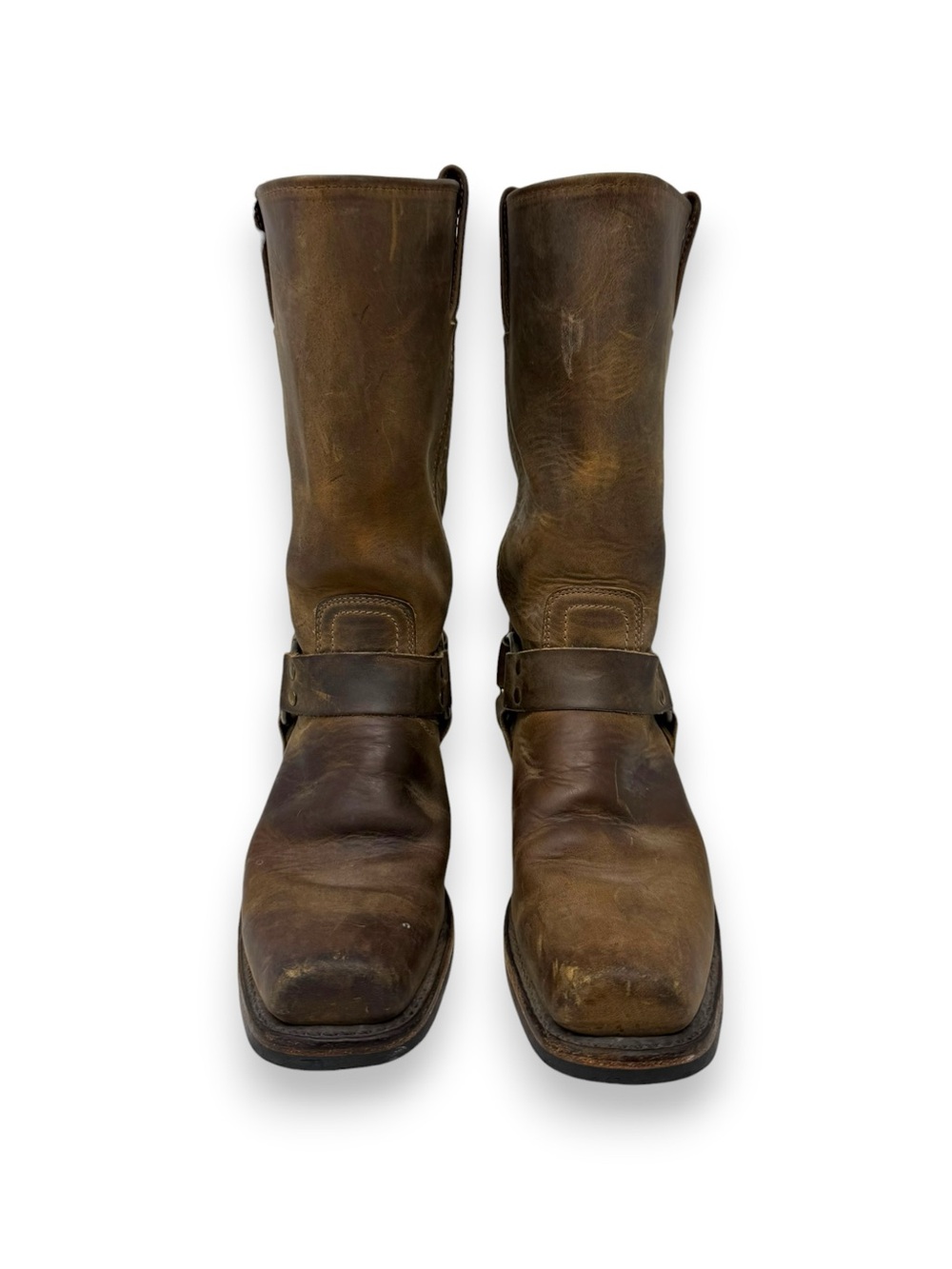 Frye Brown Leather Harness Heeled Boots - Picture 3 of 9